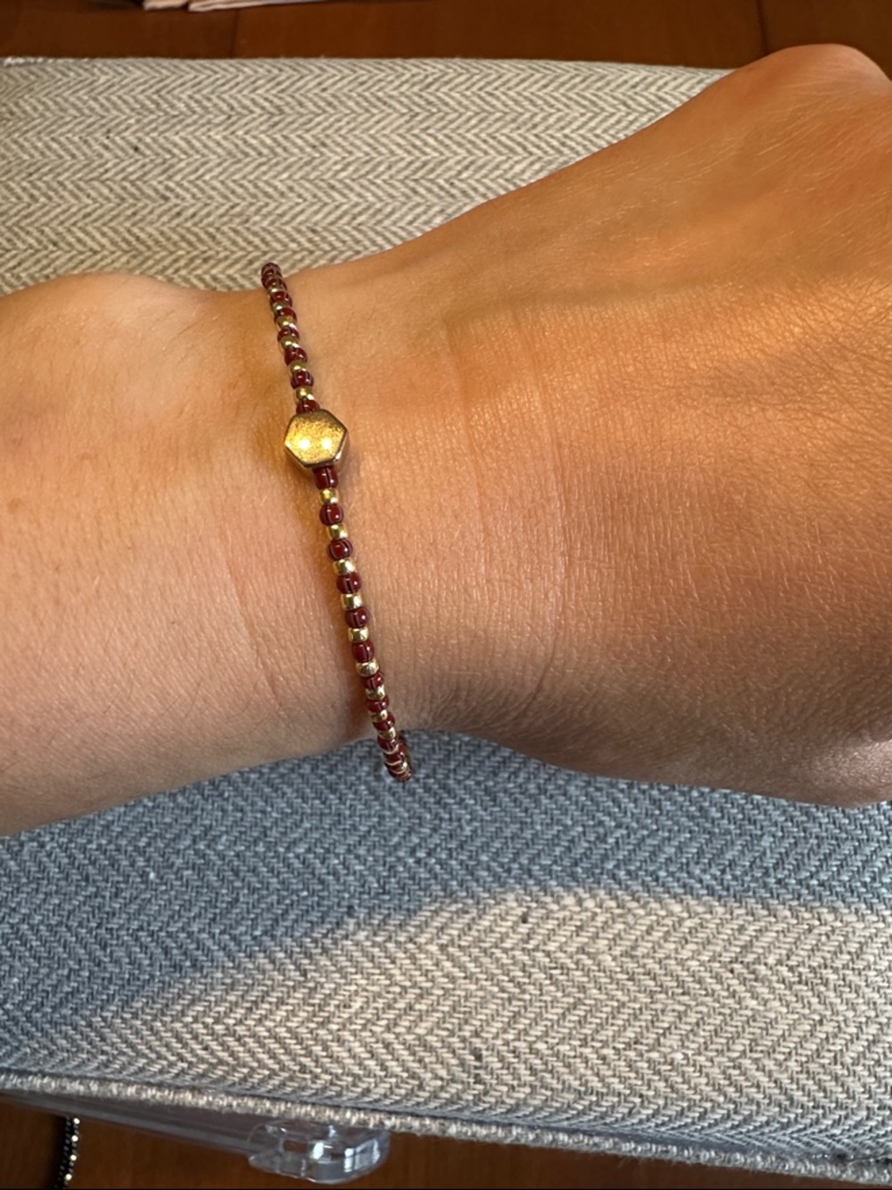 Gold and Red Handmade Bracelet